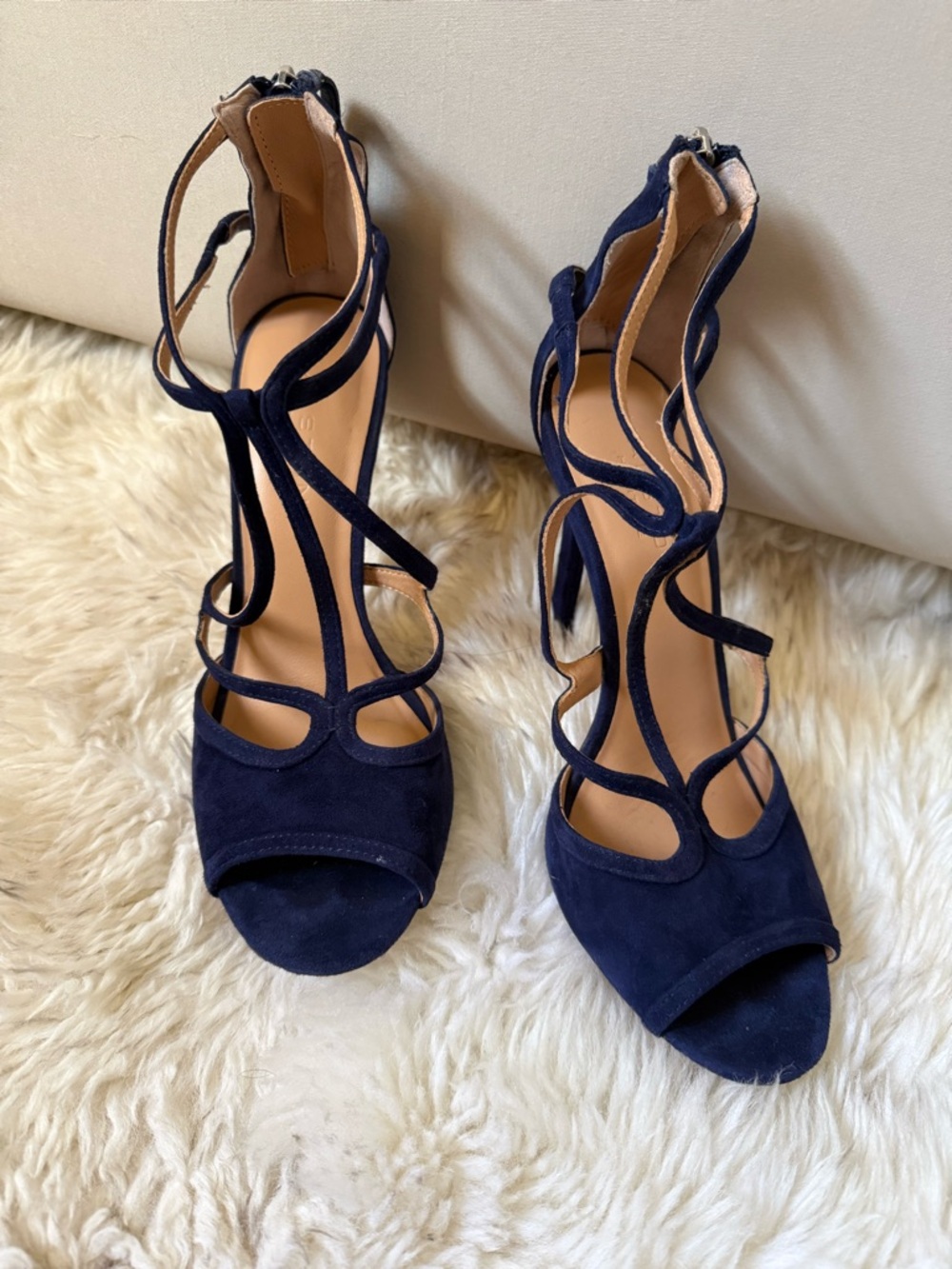 Halston Heritage Navy Suede Strappy High Heels